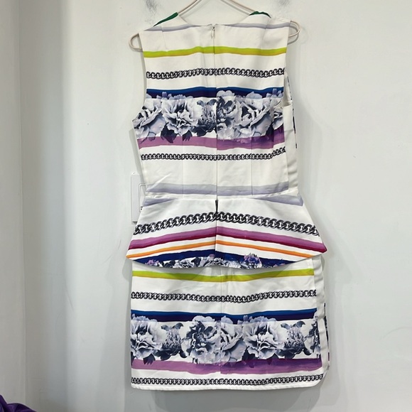 Camilla and Marc Juniper Printed Silk Cotton White Striped Floral Zipper Dress 6 - Picture 14 of 16